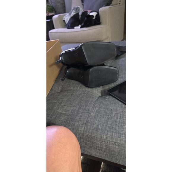 INC Keenah Womens Black Patent Square Toe Flexible Sole Stiletto Zip-Up Boots - Picture 3 of 4